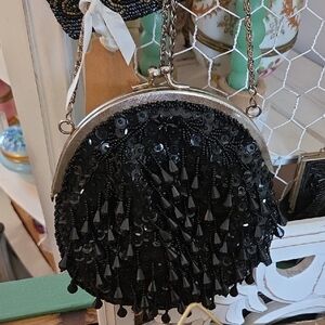 Elegant Black Sequin Evening Bag